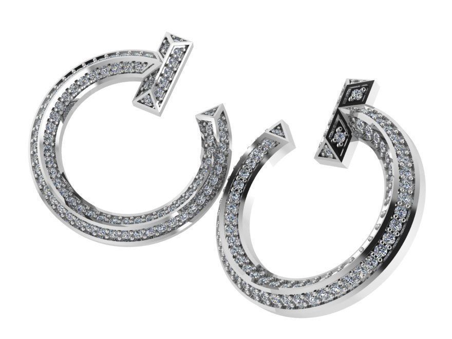 Rectangular Pyramid Circle Earrings 0520 3D print model_2