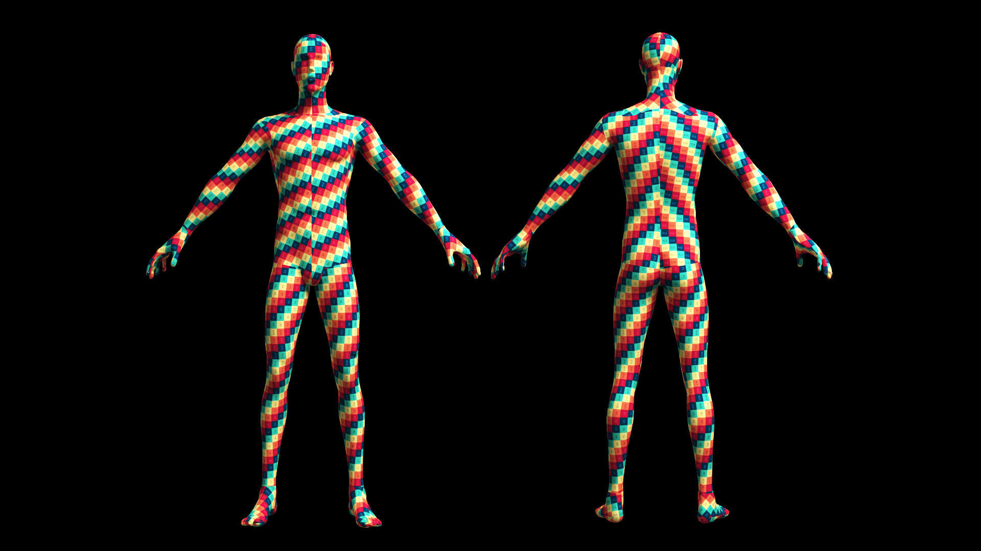 Animated Male Base Mesh v2 - 3 poses Low-poly 3D model_8