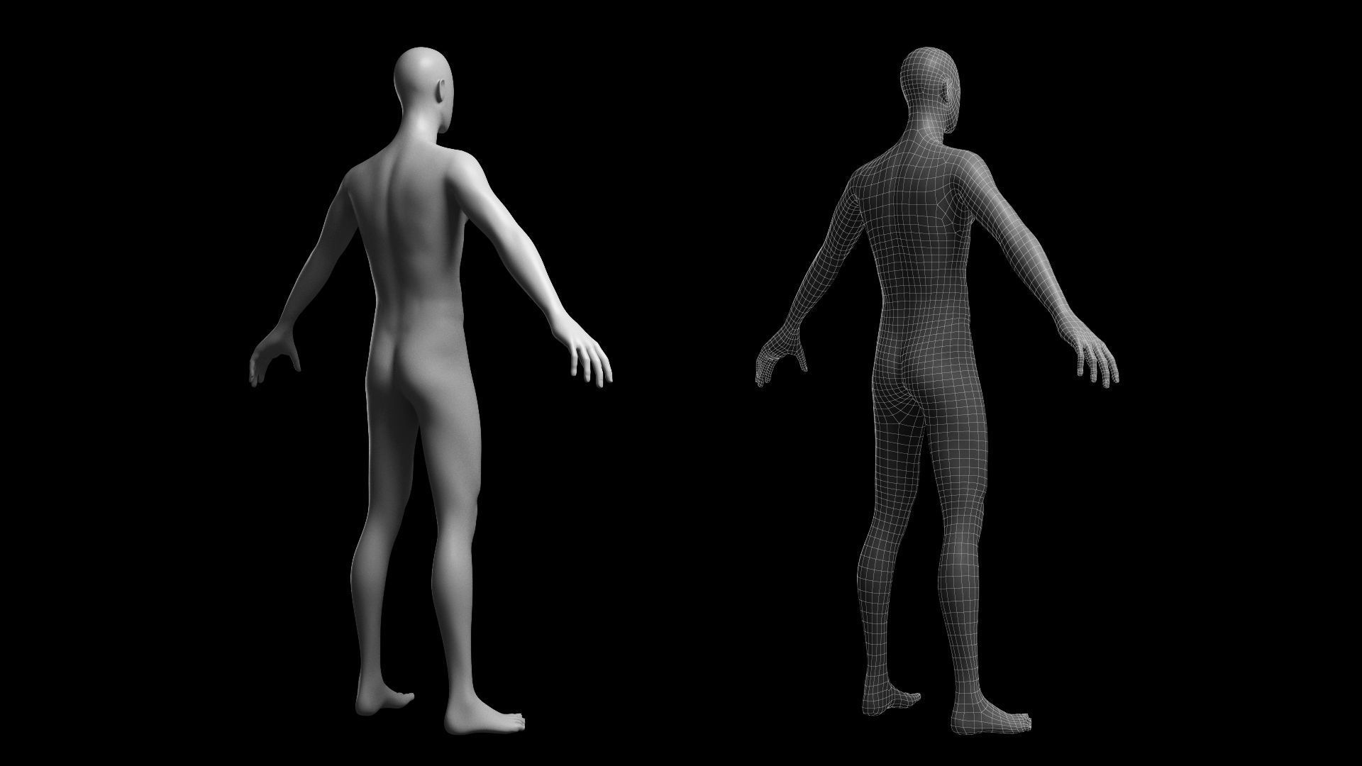 Animated Male Base Mesh v3 - 3 poses Low-poly 3D model_7