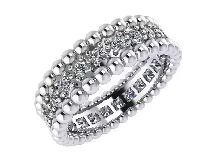 Diamond Milgrain Ring 0524 3D print model