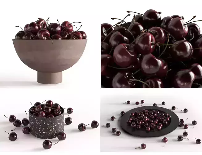 Cherries in bowls 3dmodel for 3dsMax in Corona Renderer 3D model