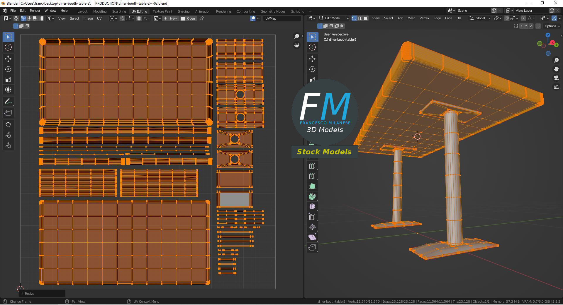 Diner booth table 2 3D model_10