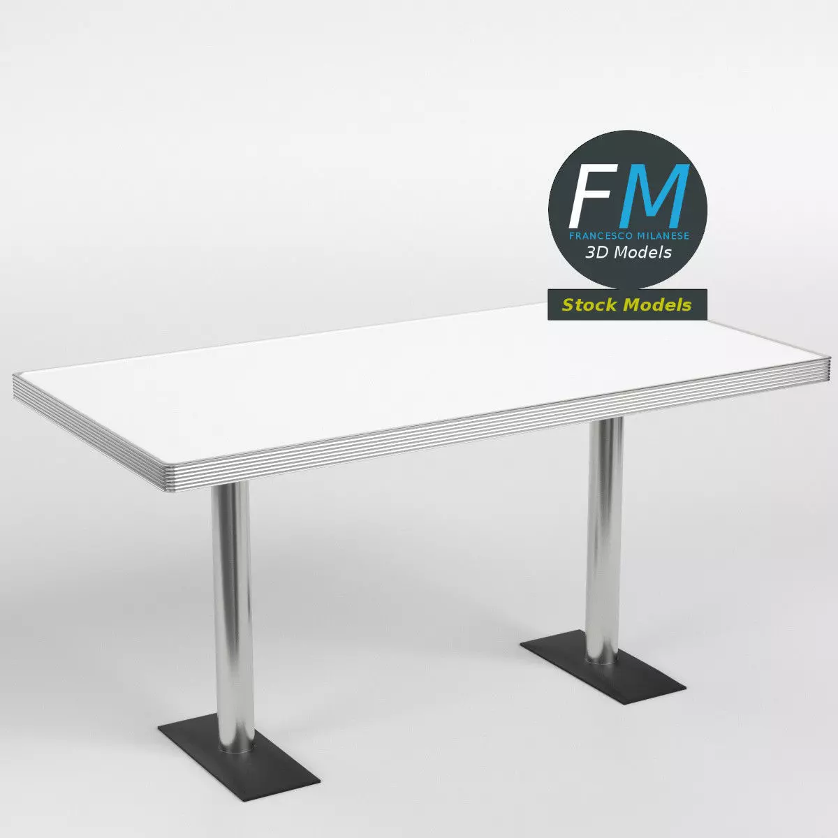 Diner booth table 2 3D model_0