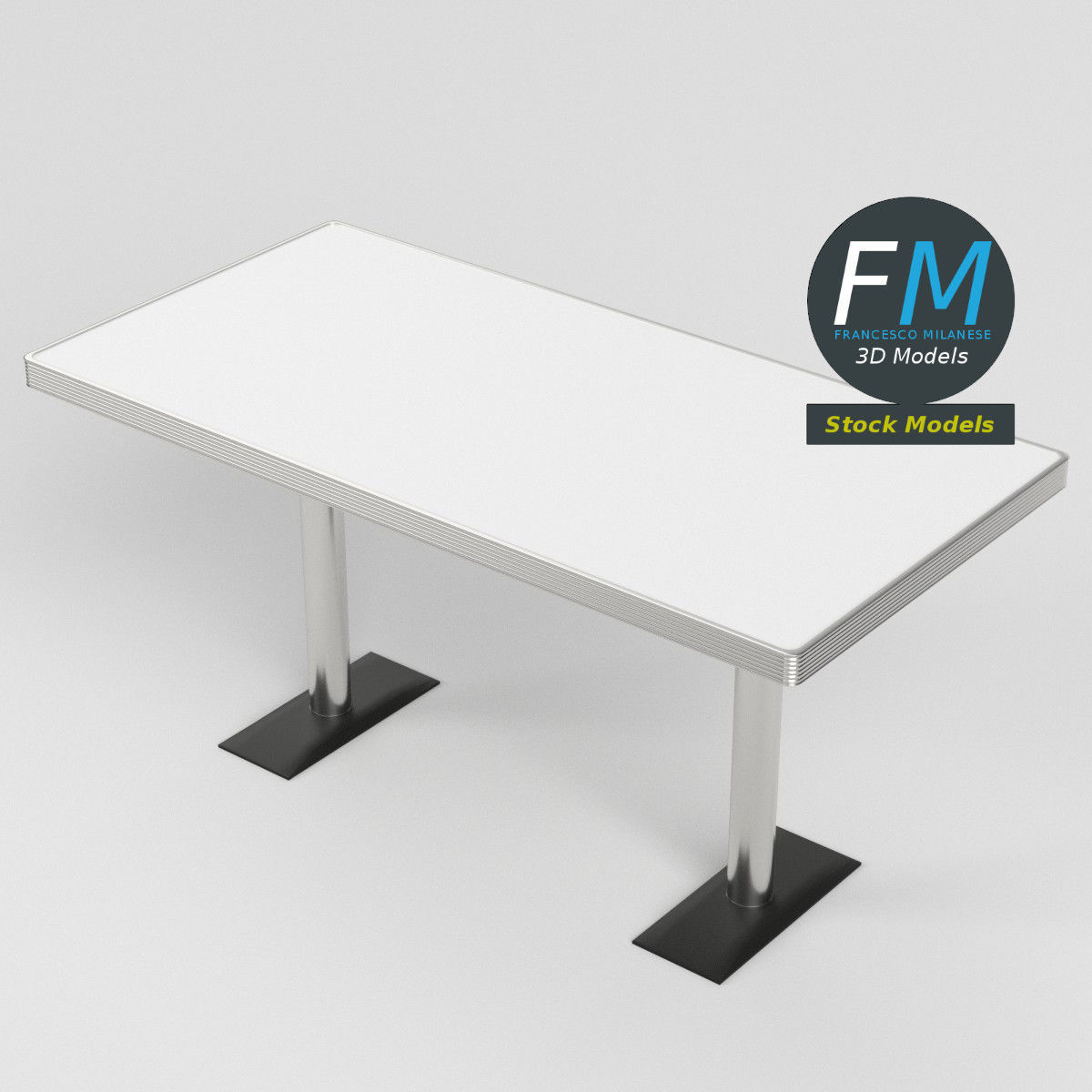 Diner booth table 2 3D model_2