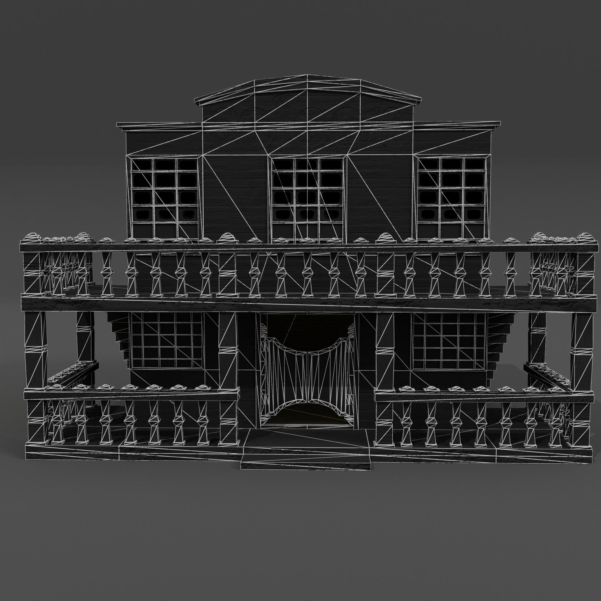 western saloon Low-poly 3D model_6