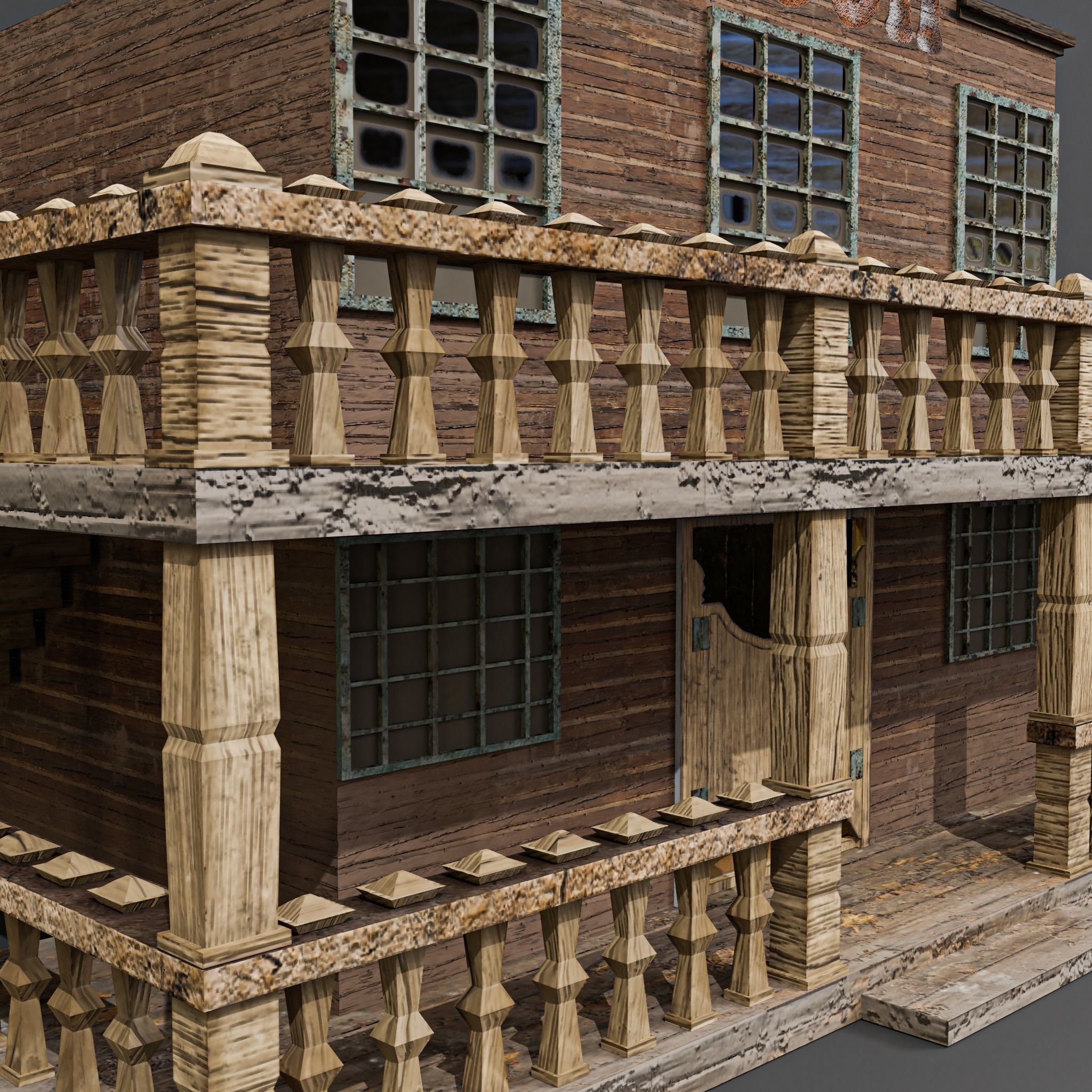 western saloon Low-poly 3D model_4