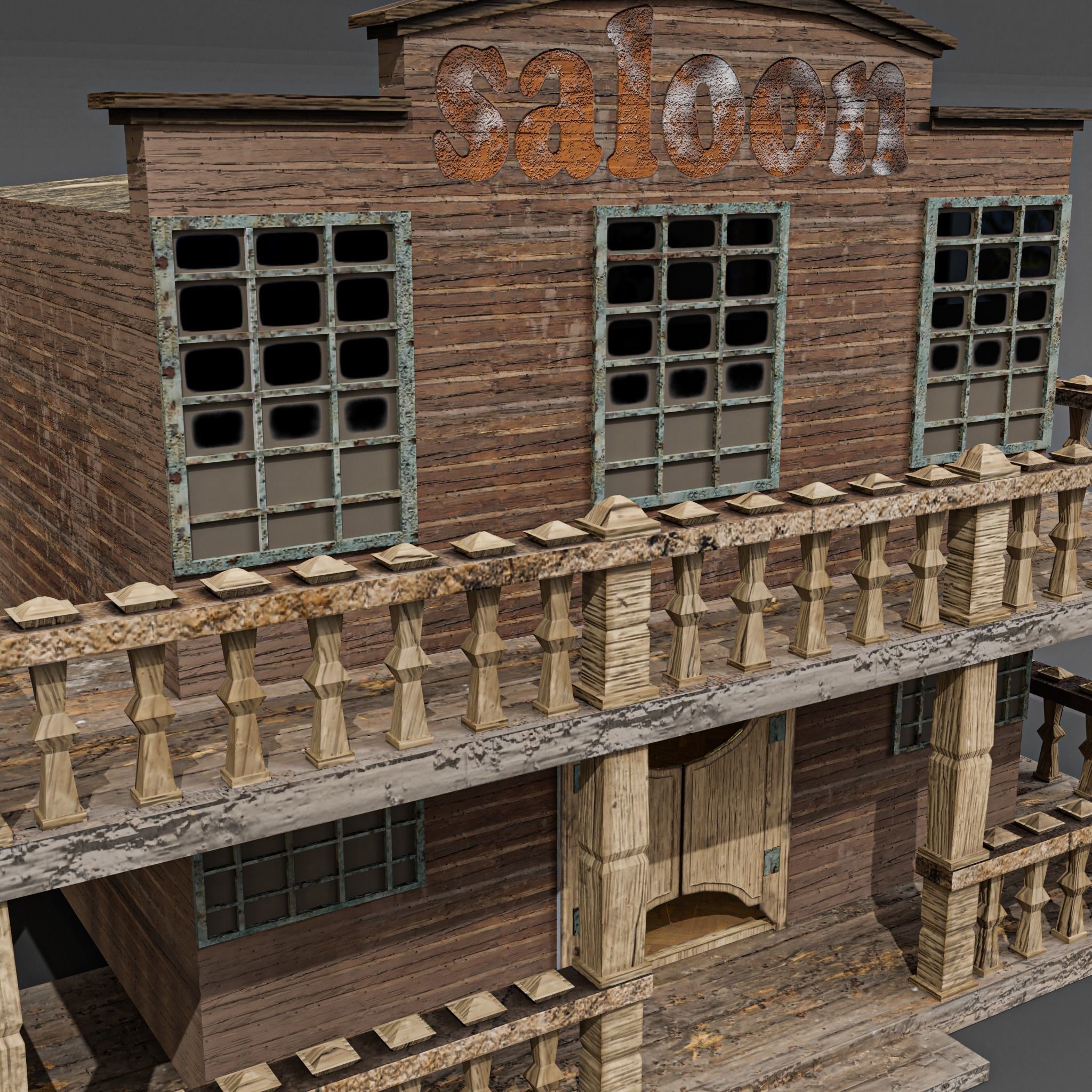 western saloon Low-poly 3D model_5