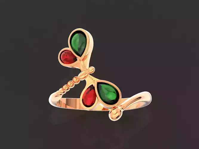  Dragonfly ring with cabochon stone