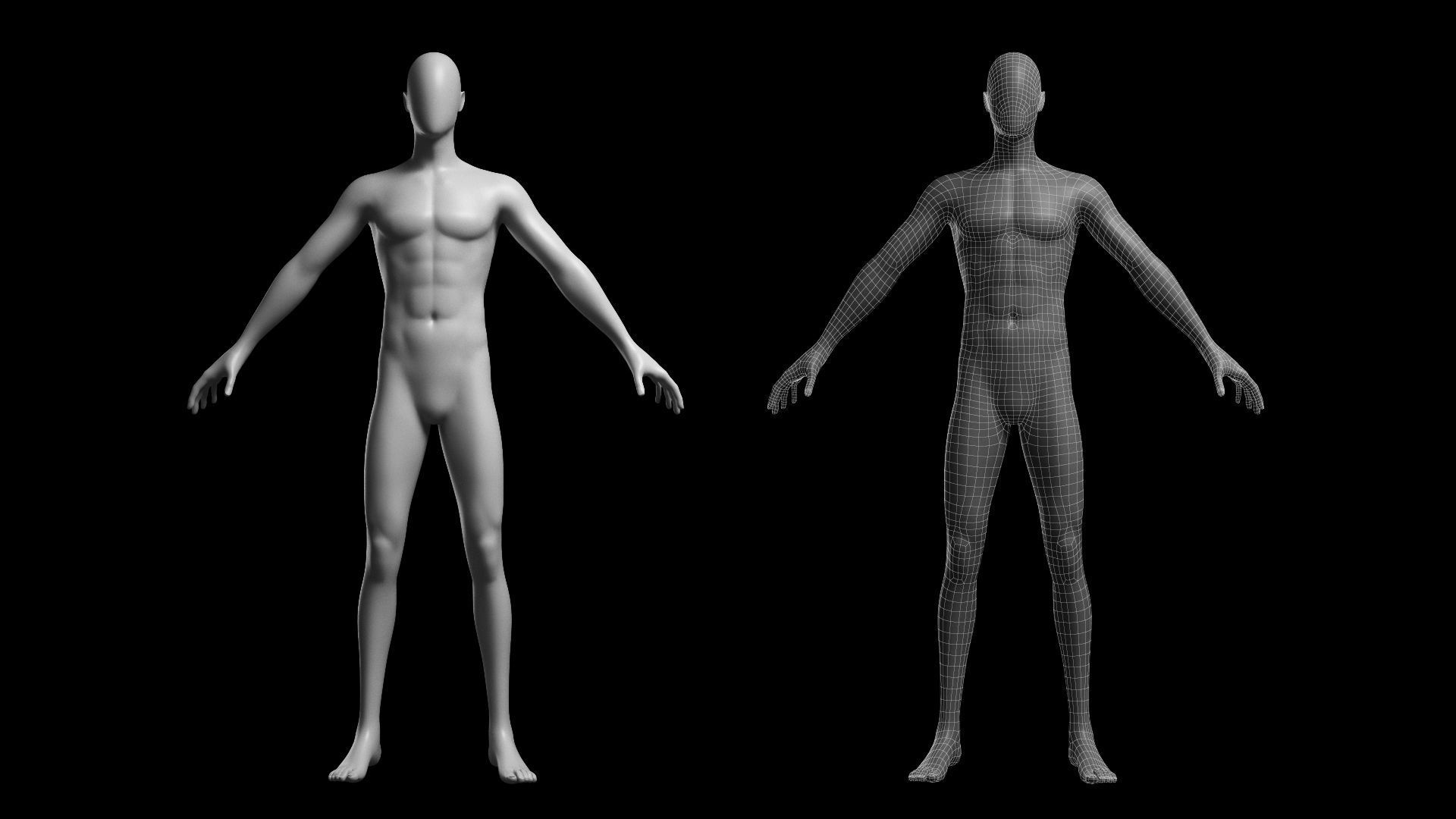 Animated Male Base Mesh v3 - 12 poses Low-poly 3D model_16