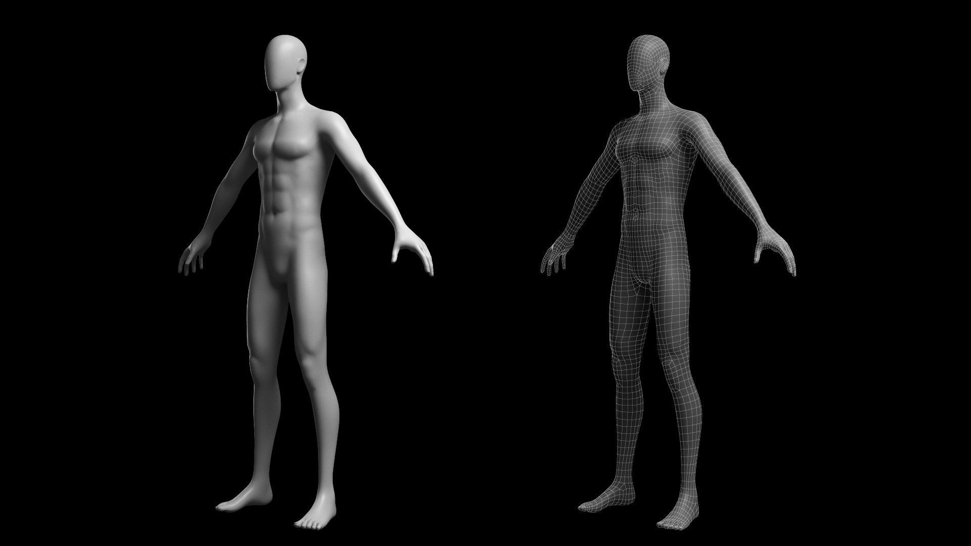 Animated Male Base Mesh v3 - 12 poses Low-poly 3D model_17