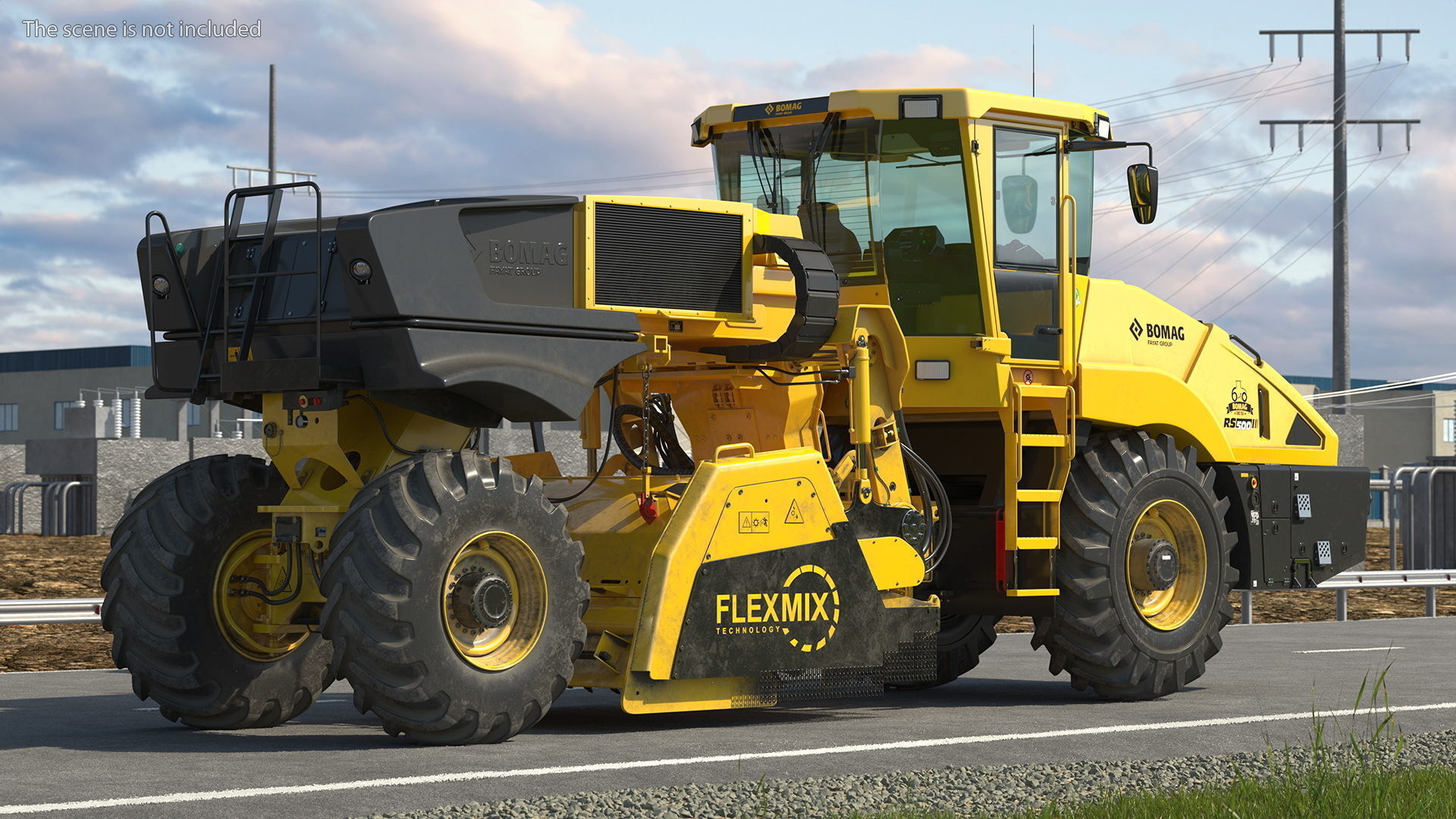 Bomag RS500 Recycler Stabilizer Rigged 3D model_2