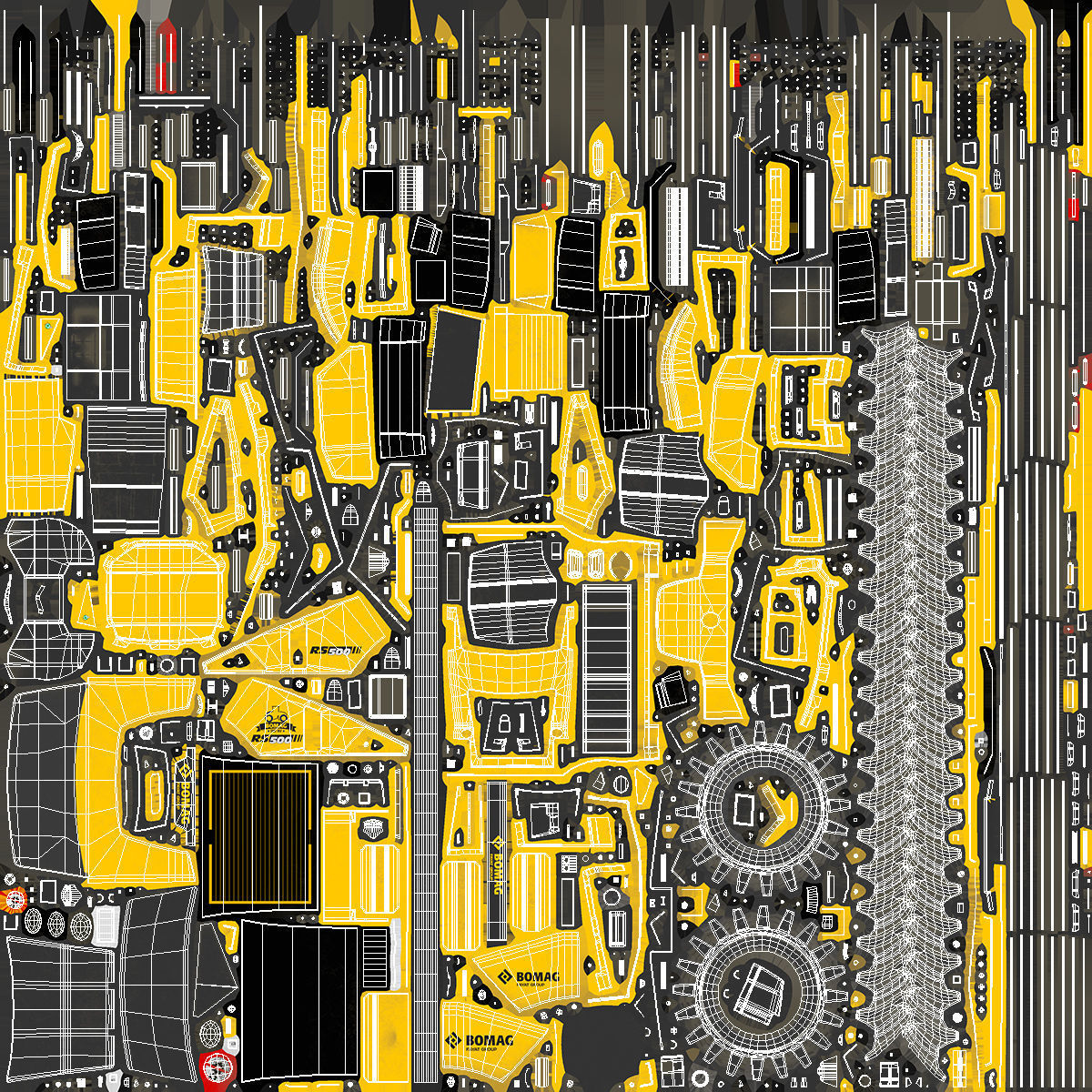 Bomag RS500 Recycler Stabilizer Rigged 3D model_28
