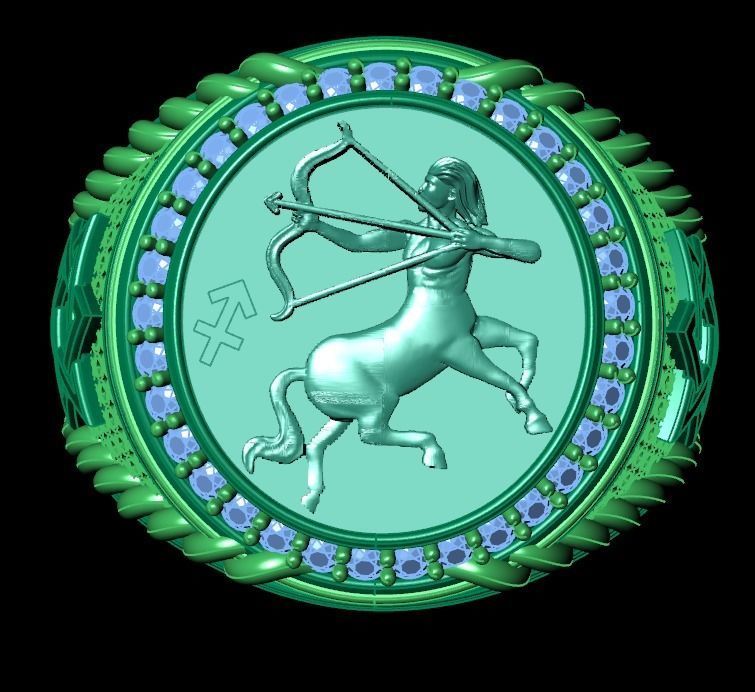 sagittarius ring zodiac 3D print model_3