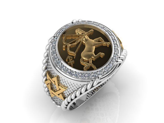 sagittarius ring zodiac 3D print model_4