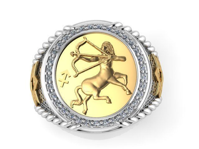 sagittarius ring zodiac 3D print model_7