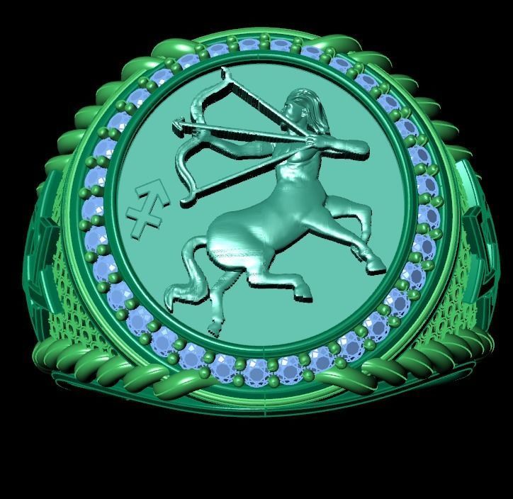 sagittarius ring zodiac 3D print model_8