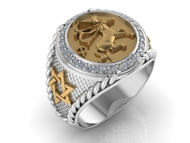 sagittarius ring zodiac 3D print model_15