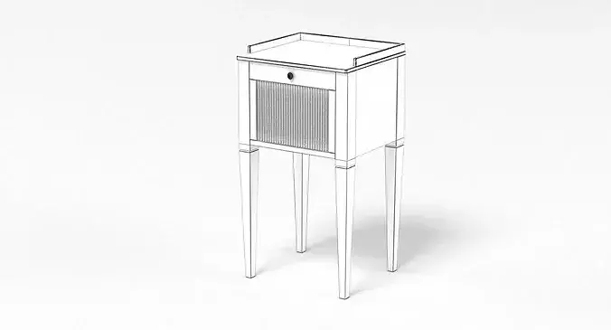 Bedside Table Low-poly 3D model 2