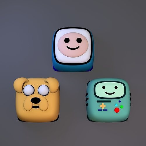Pack 3 Keycaps of BMO Keycap - Finn Keycap - Jake Keycap 3D print model