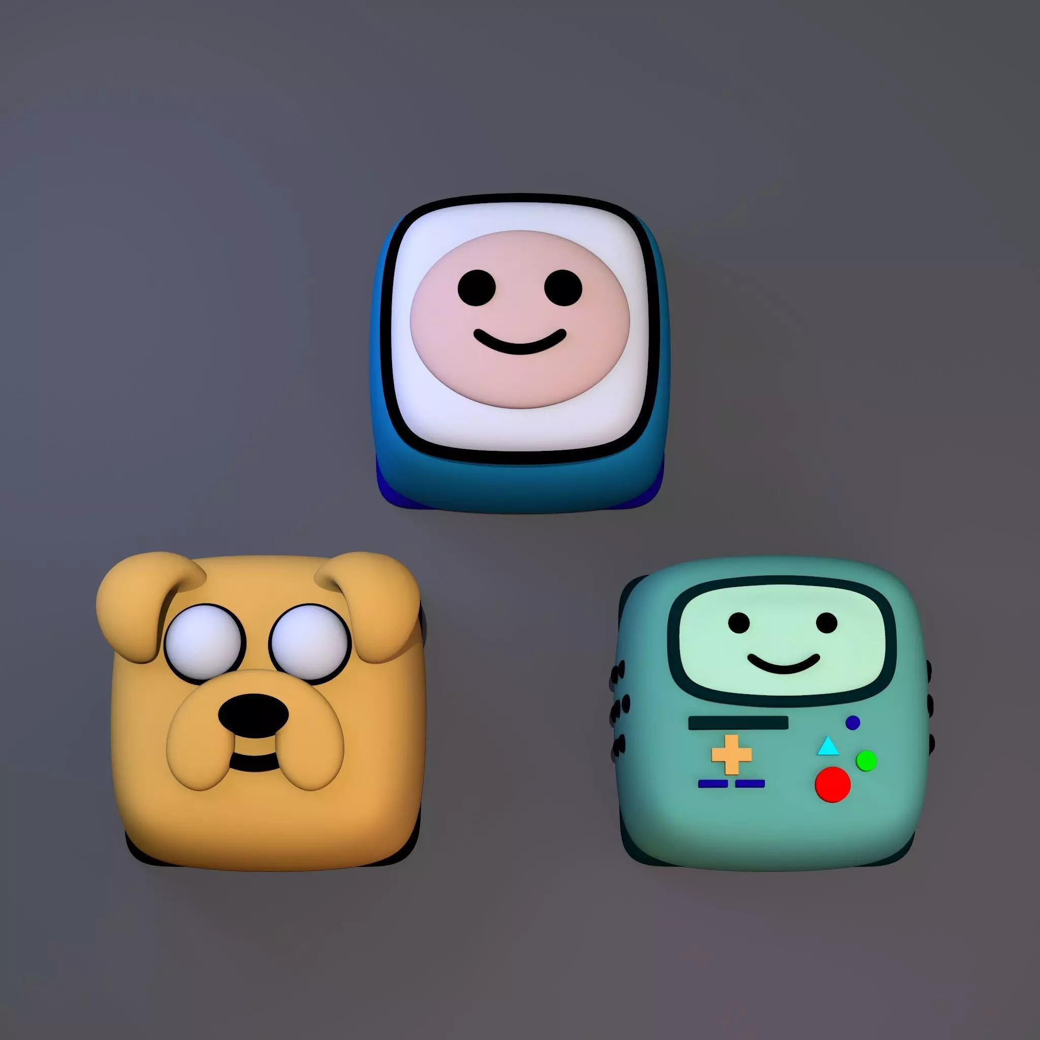 Pack 3 Keycaps of BMO Keycap - Finn Keycap - Jake Keycap 3D print model_0