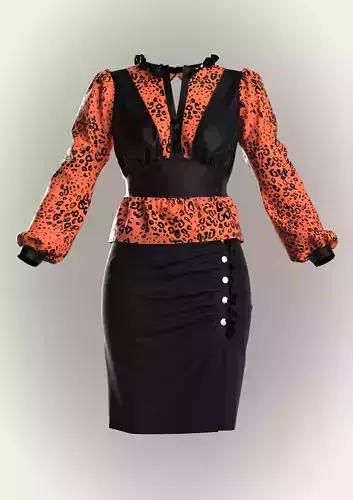 Animal printed top and skirt outfit