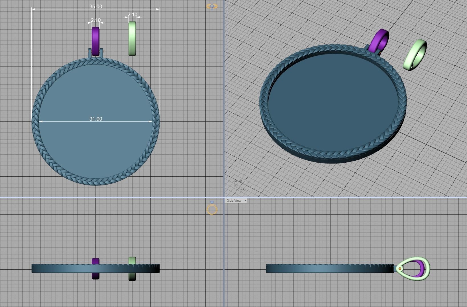 Memory Round Pendant 35mm size Frame Pendant 3dmodel 3D print model_8