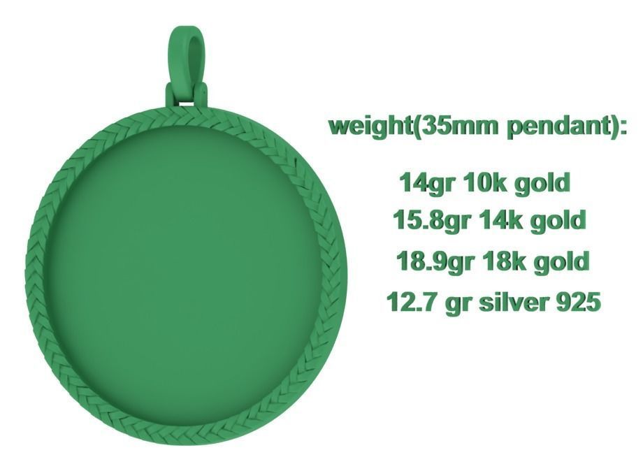 Memory Round Pendant 35mm size Frame Pendant 3dmodel 3D print model_11