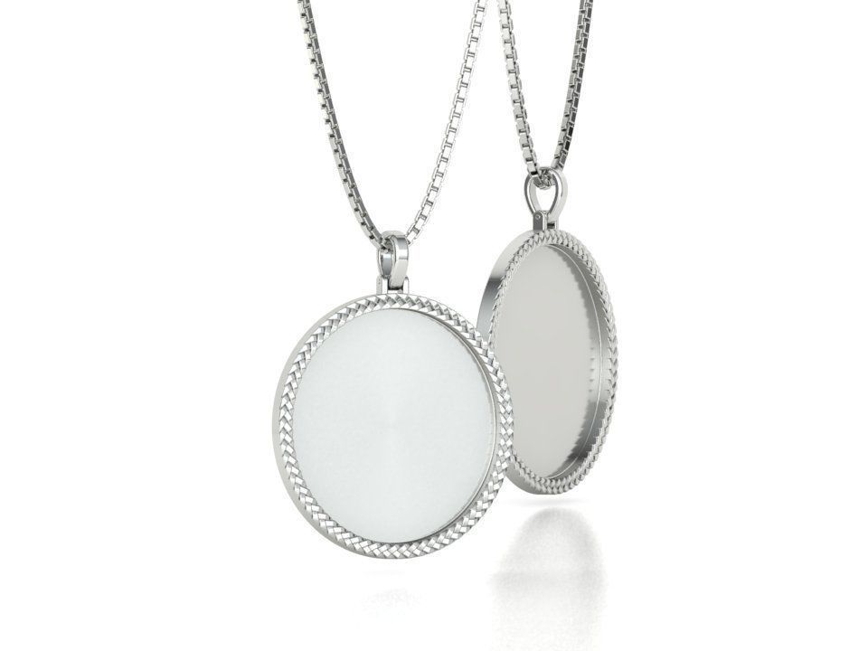 Memory Round Pendant 35mm size Frame Pendant 3dmodel 3D print model_7