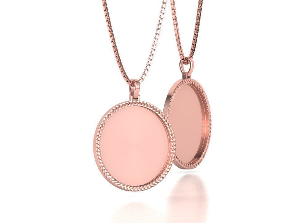 Memory Round Pendant 35mm size Frame Pendant 3dmodel 3D print model_5