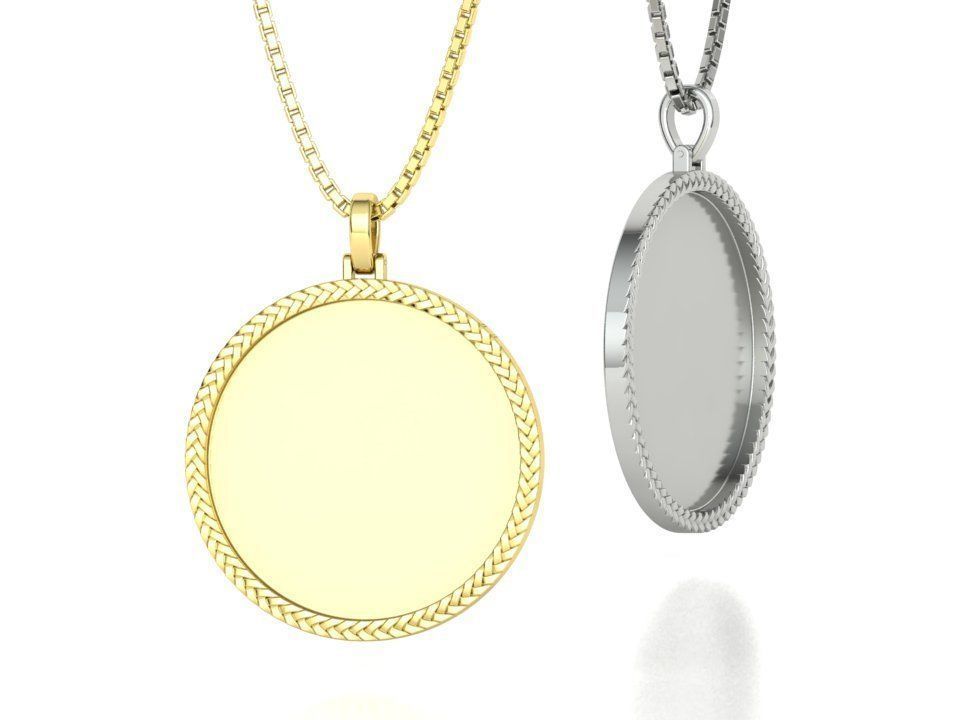 Memory Round Pendant 35mm size Frame Pendant 3dmodel 3D print model_2