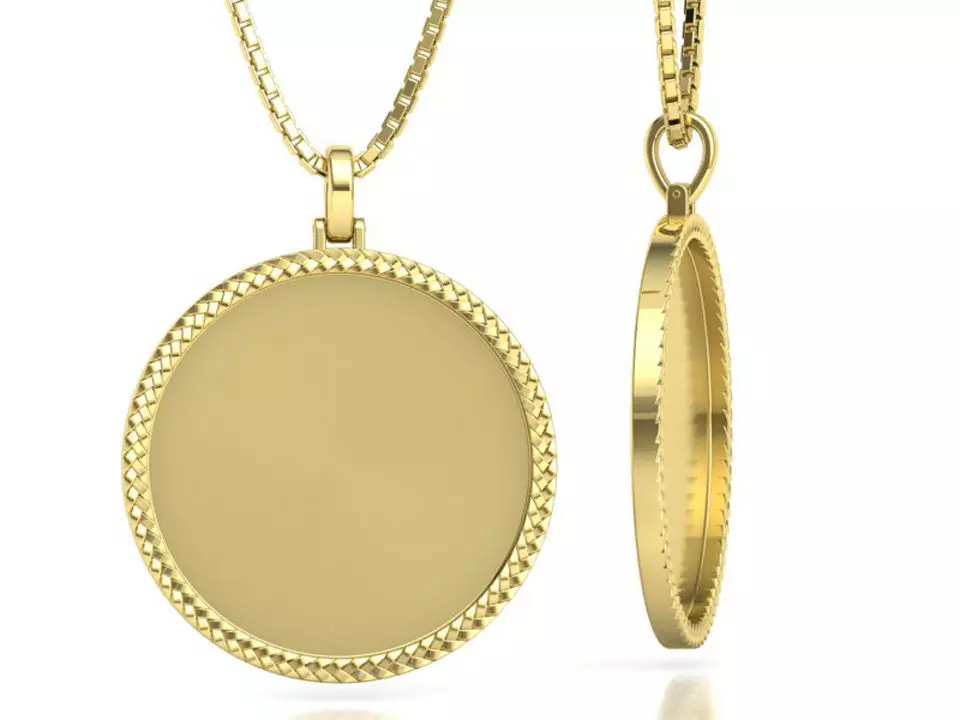 Memory Round Pendant 35mm size Frame Pendant 3dmodel 3D print model_0