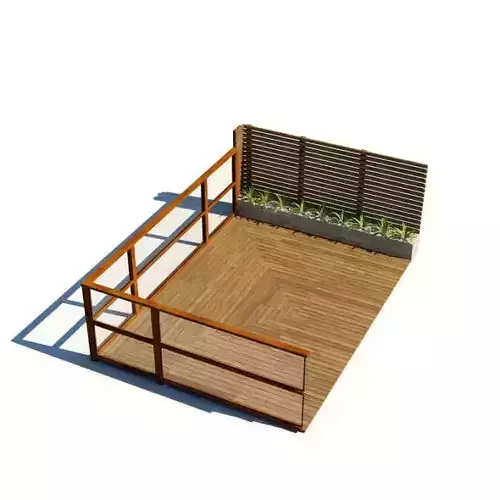 Wood Patio With Privacy Fence