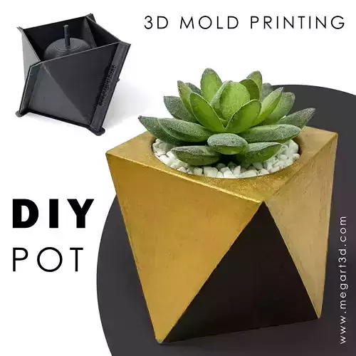 Square twist Planter Pot mold - 3D print mold 3D print model