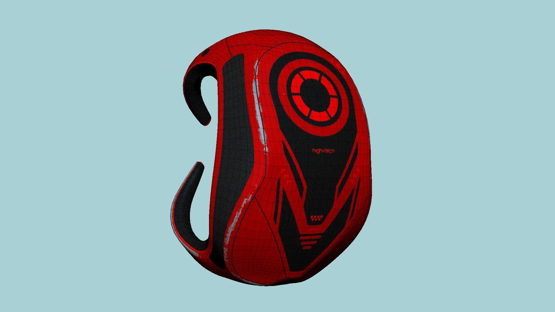 SciFi Backpack G08 Red - Fashion Character Design Low-poly 3D model_6