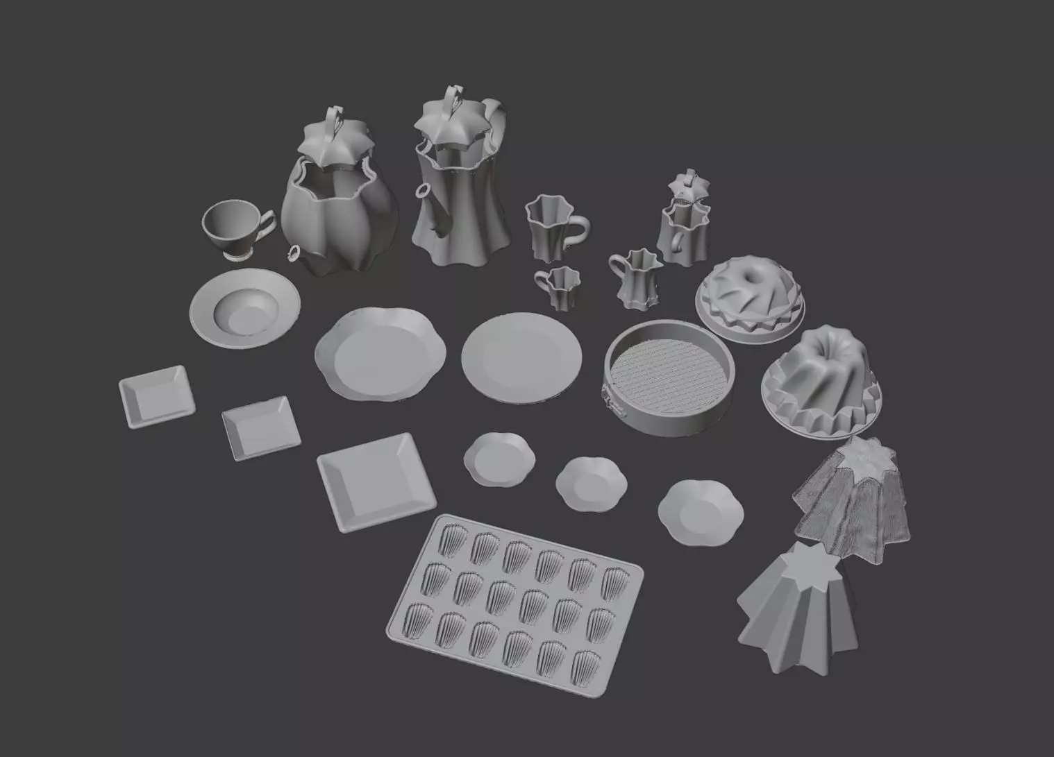 Dollhouse tableware set 3D print model_0