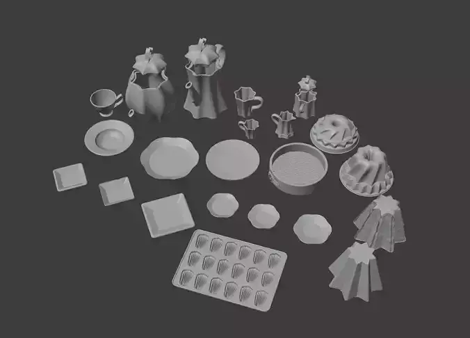 Dollhouse tableware set 3D print model
