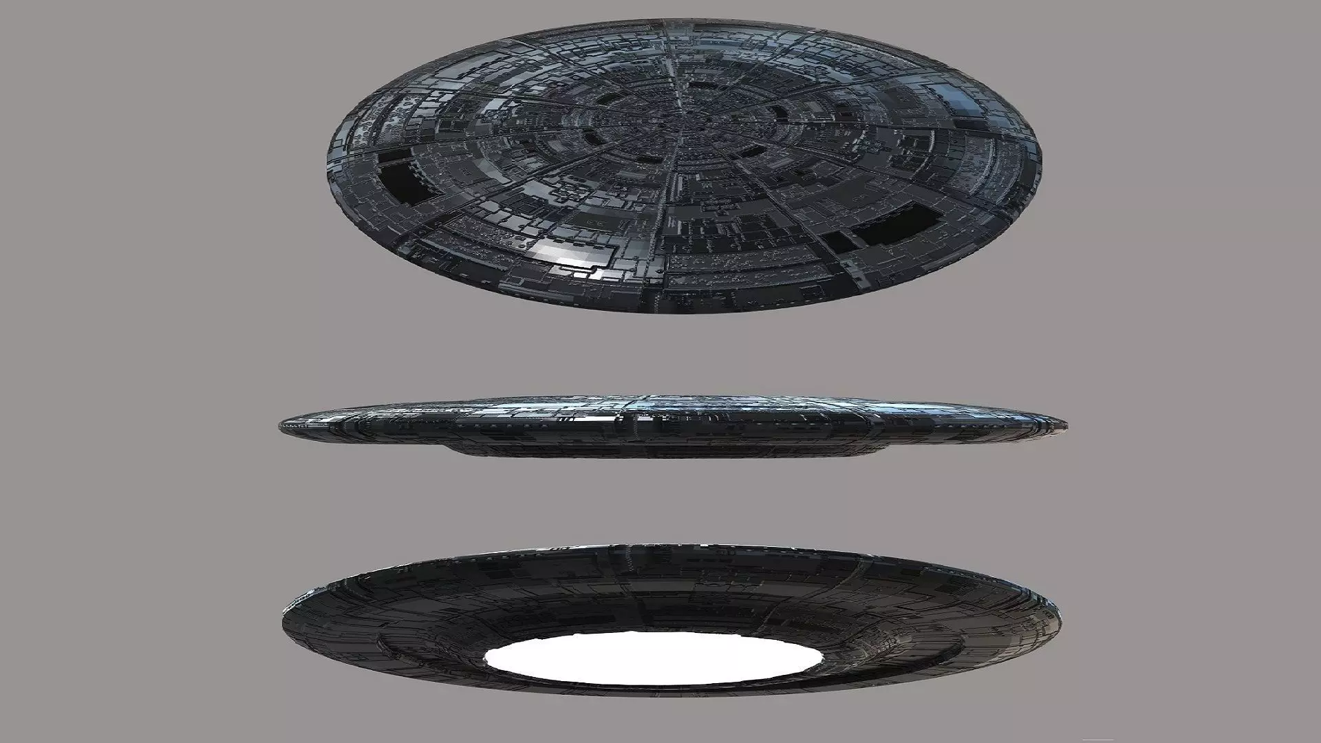 3D UFO flying saucer Low-poly 3D model_0