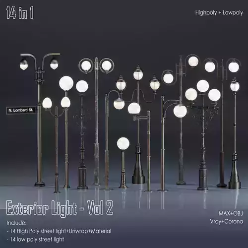 Exterior Light- Vol 02 Low-poly 3D model