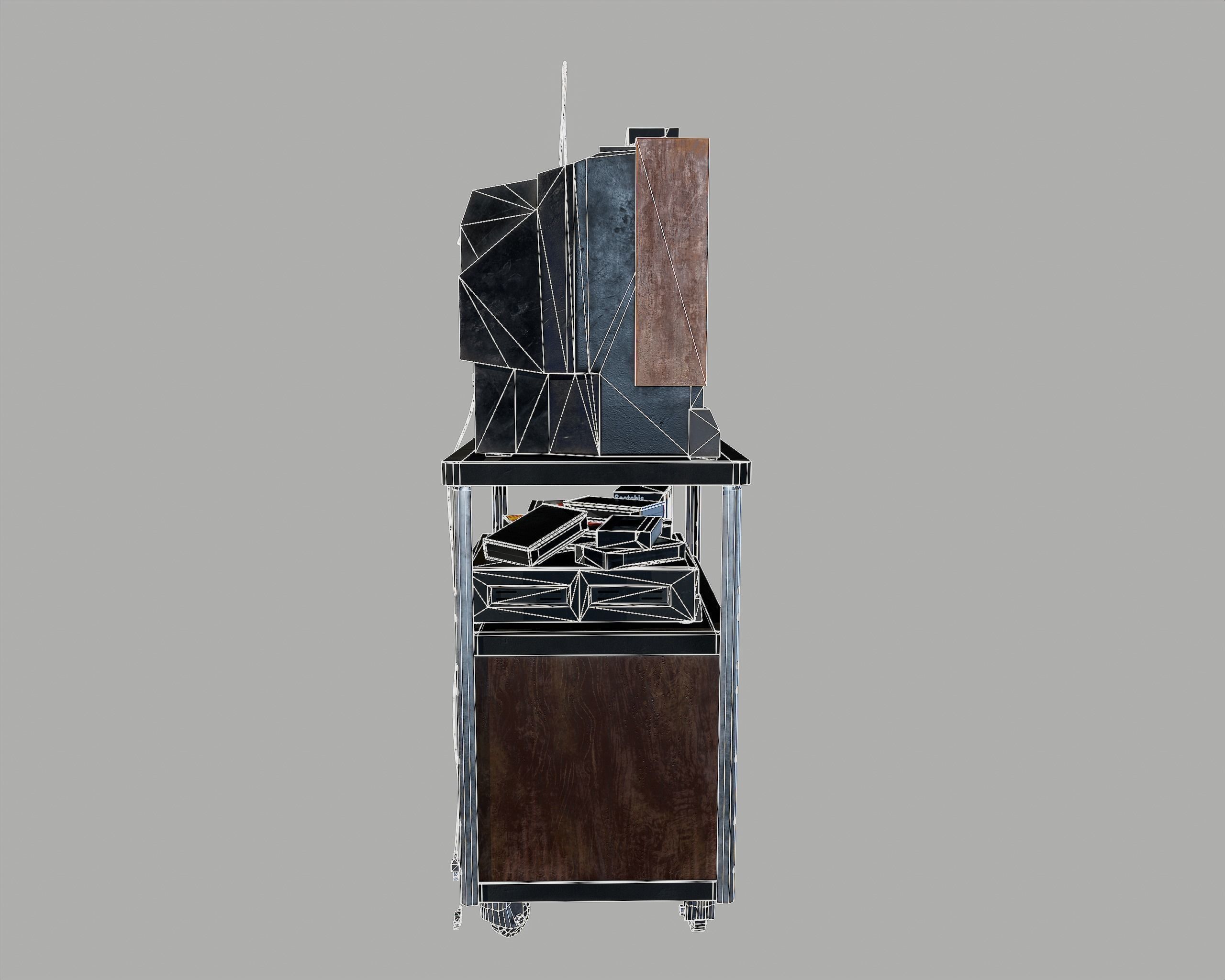 Old Television and VHS Set Low-poly 3D model_32
