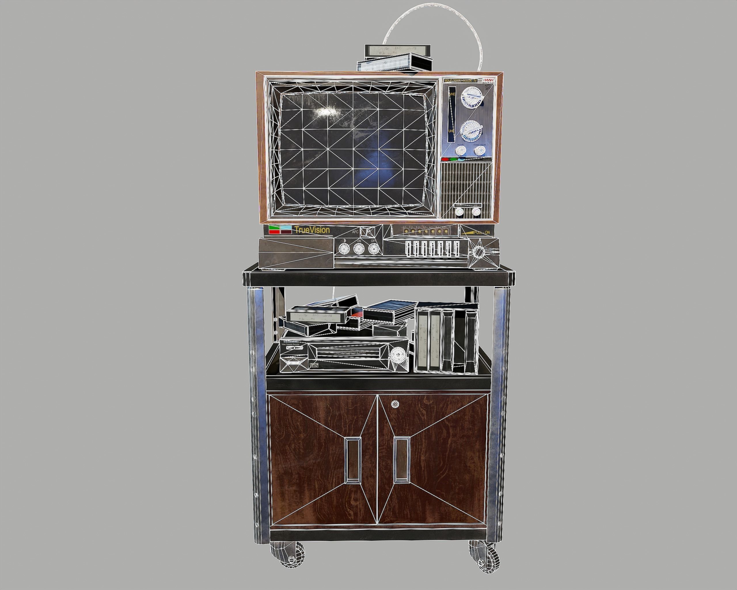 Old Television and VHS Set Low-poly 3D model_26
