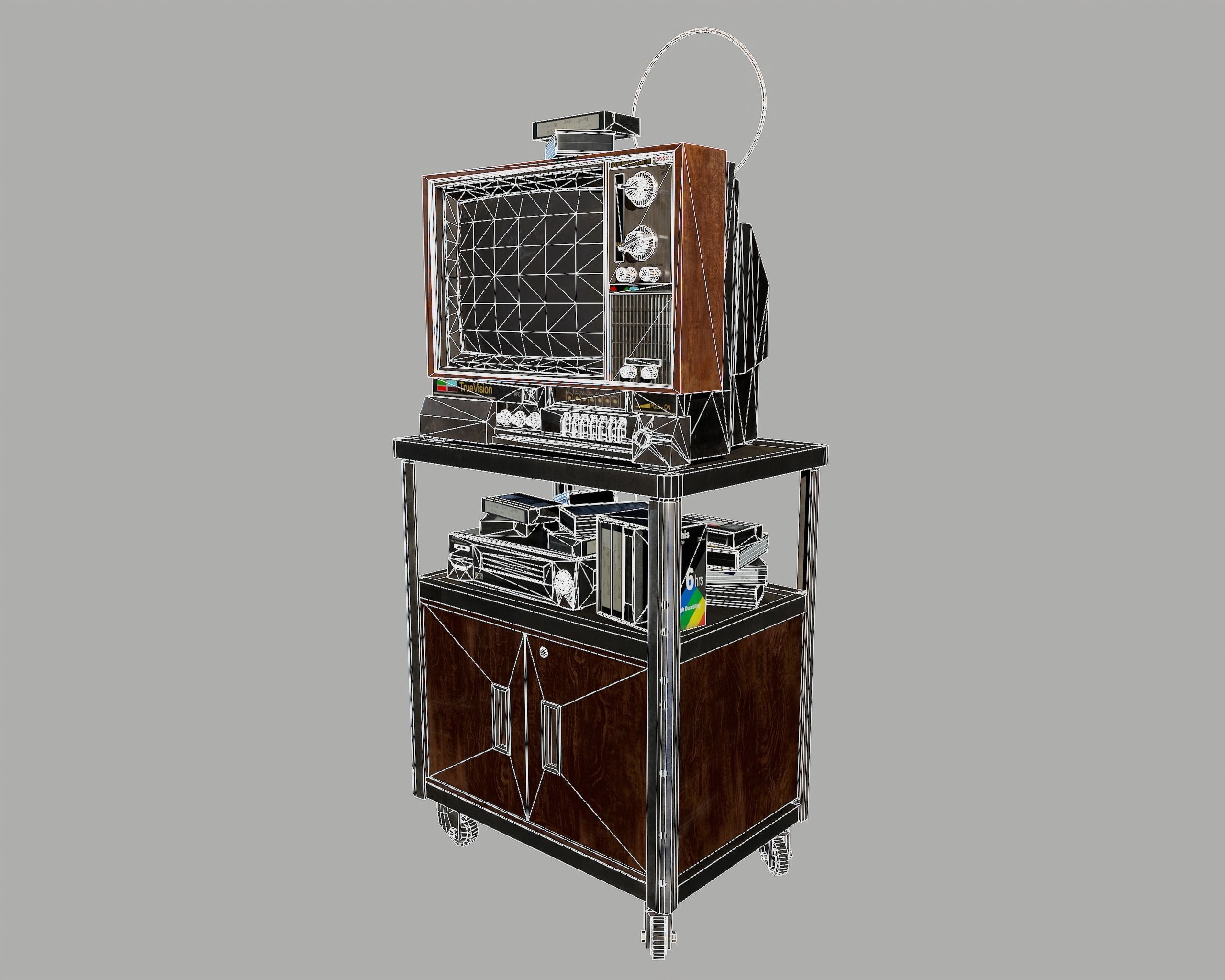 Old Television and VHS Set Low-poly 3D model_27