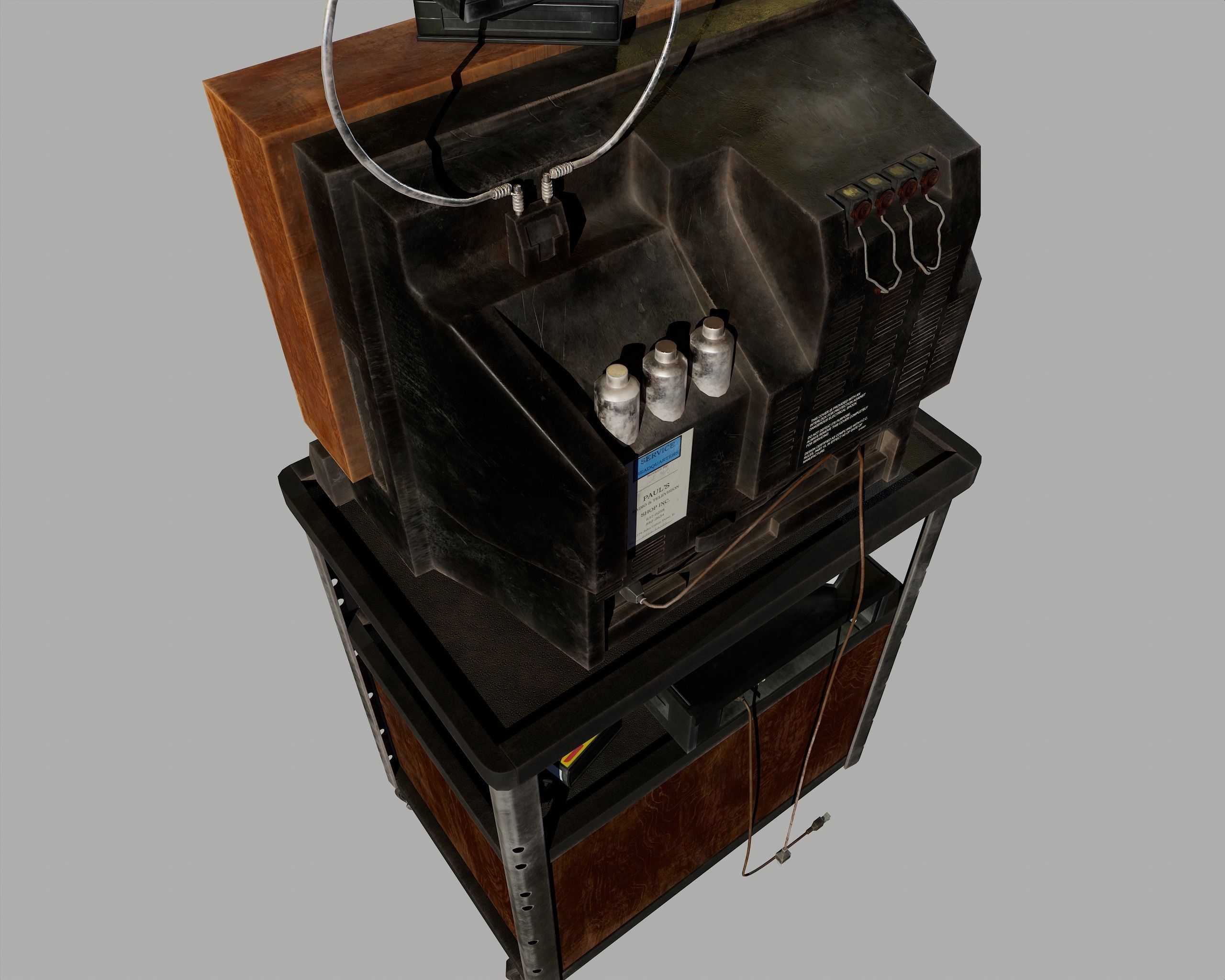 Old Television and VHS Set Low-poly 3D model_45