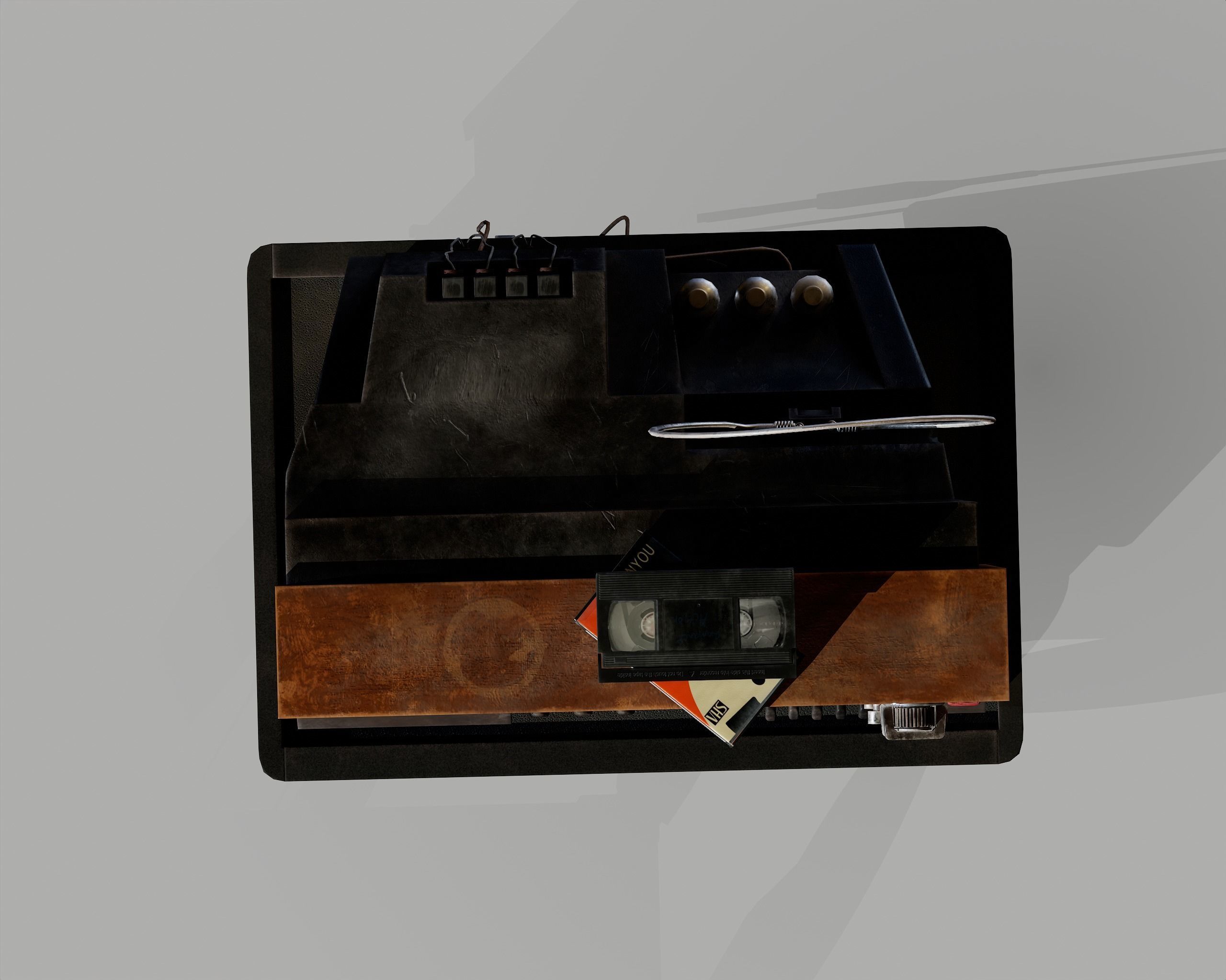 Old Television and VHS Set Low-poly 3D model_15