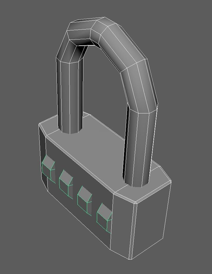 A pair of locks combination lock and normal lock Low-poly 3D model_6