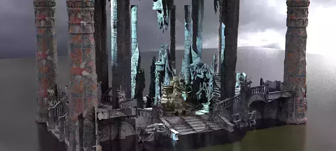Exterior Temple platforms Cult Kit bash 2 3D model