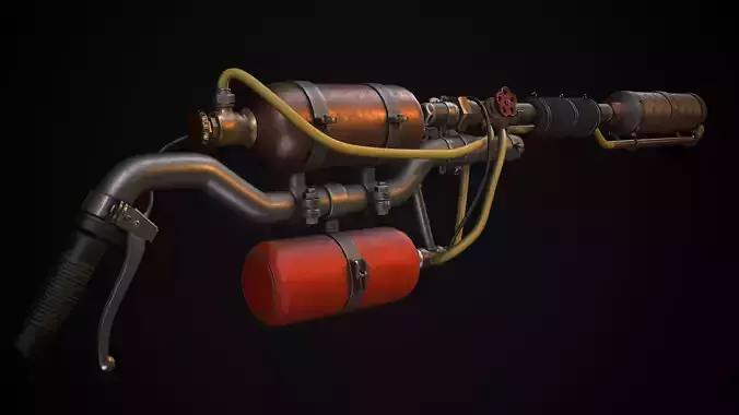 Flamethrower gun Low-poly 3D model