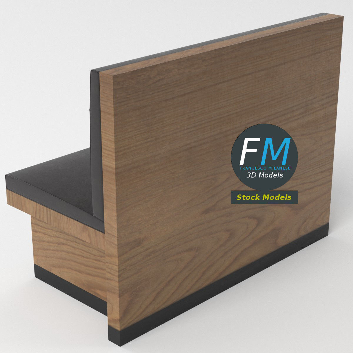 Diner booth banquette 3 3D model_5