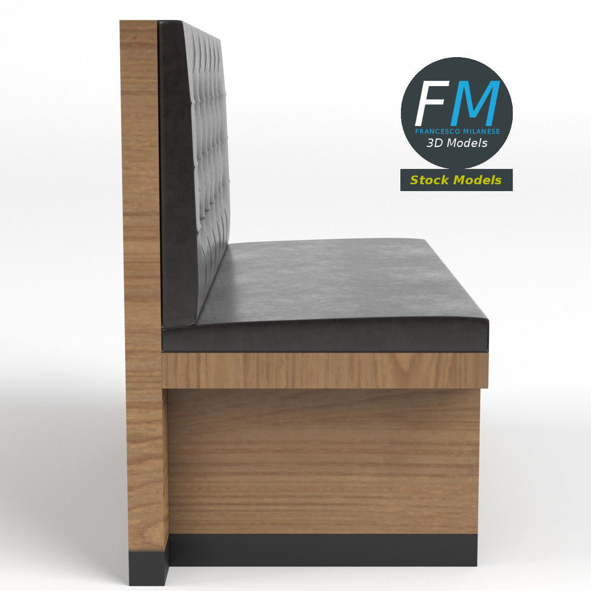 Diner booth banquette 3 3D model_4