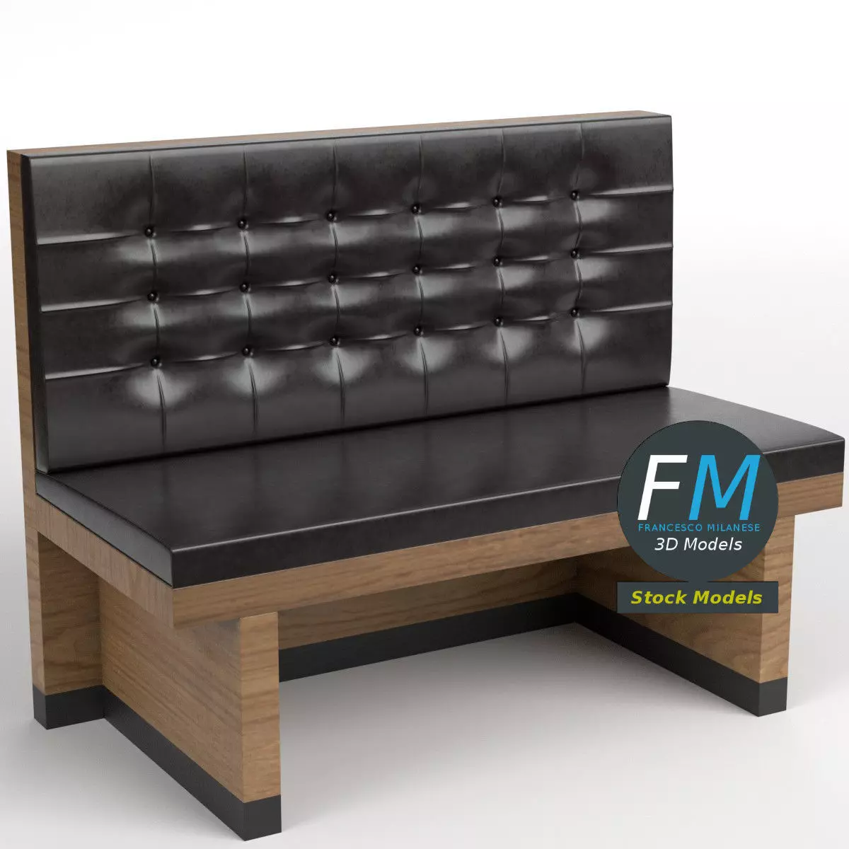 Diner booth banquette 3 3D model_0