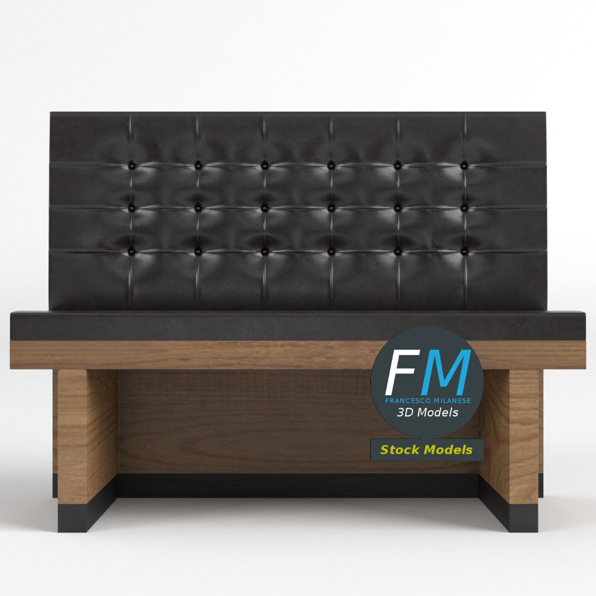 Diner booth banquette 3 3D model_3